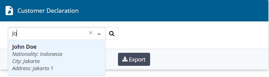 Widget for customer declaration form