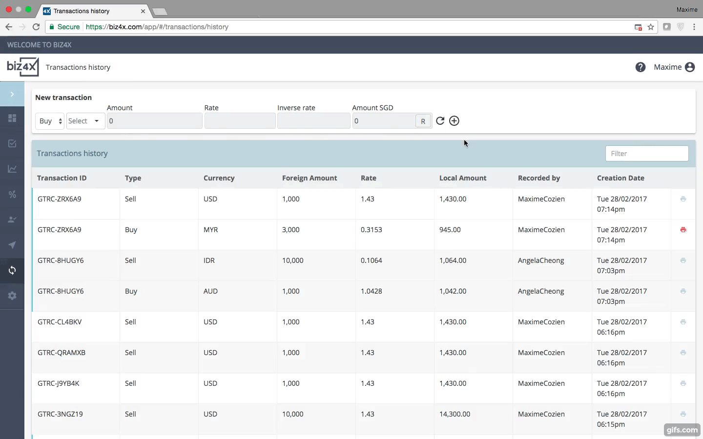 Rapidly locate a specific transaction through filtering by transaction ID, type or currency