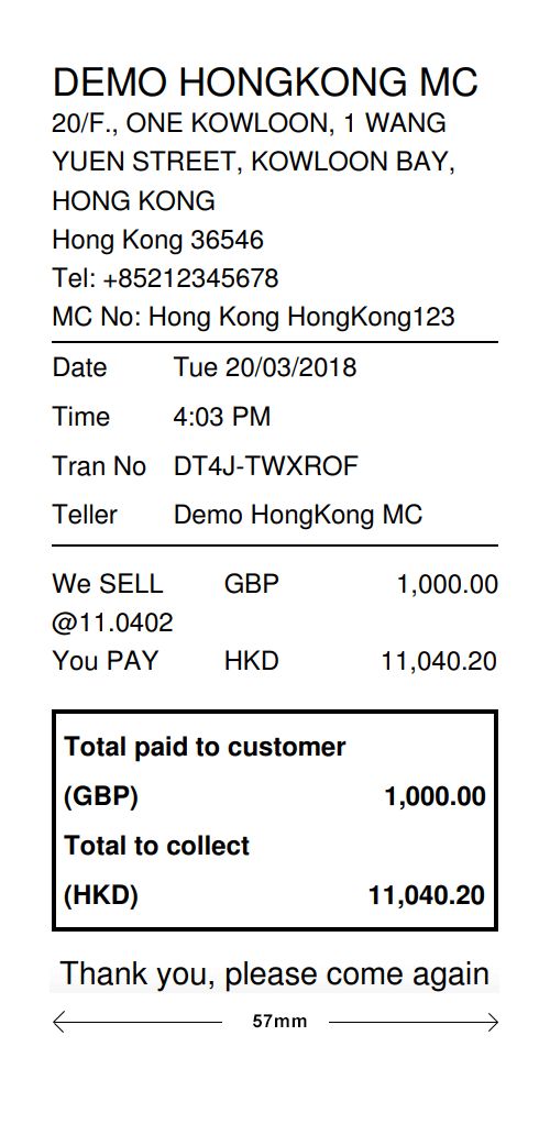 hong kong receipt