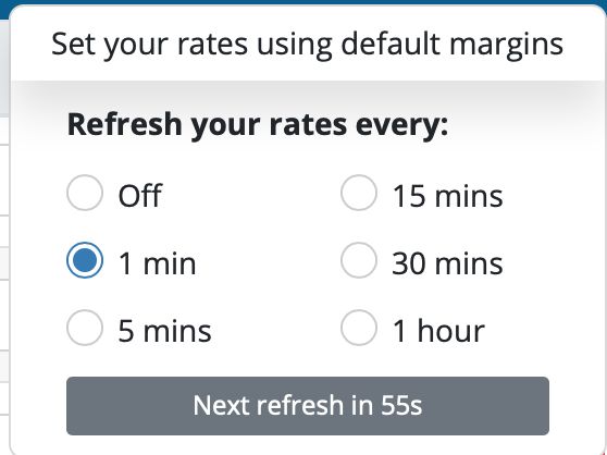 The grey indicator counting down to the next time the rates will refresh