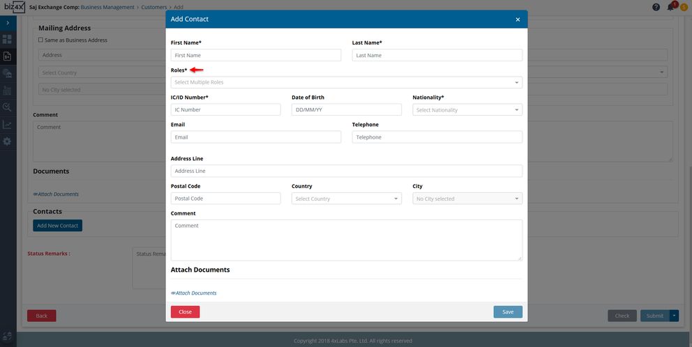 Adding a new contact to a legal record