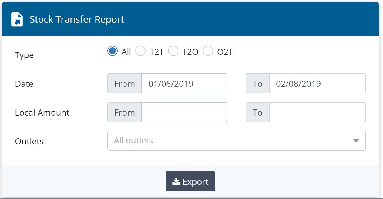 Widget for stock transfer report