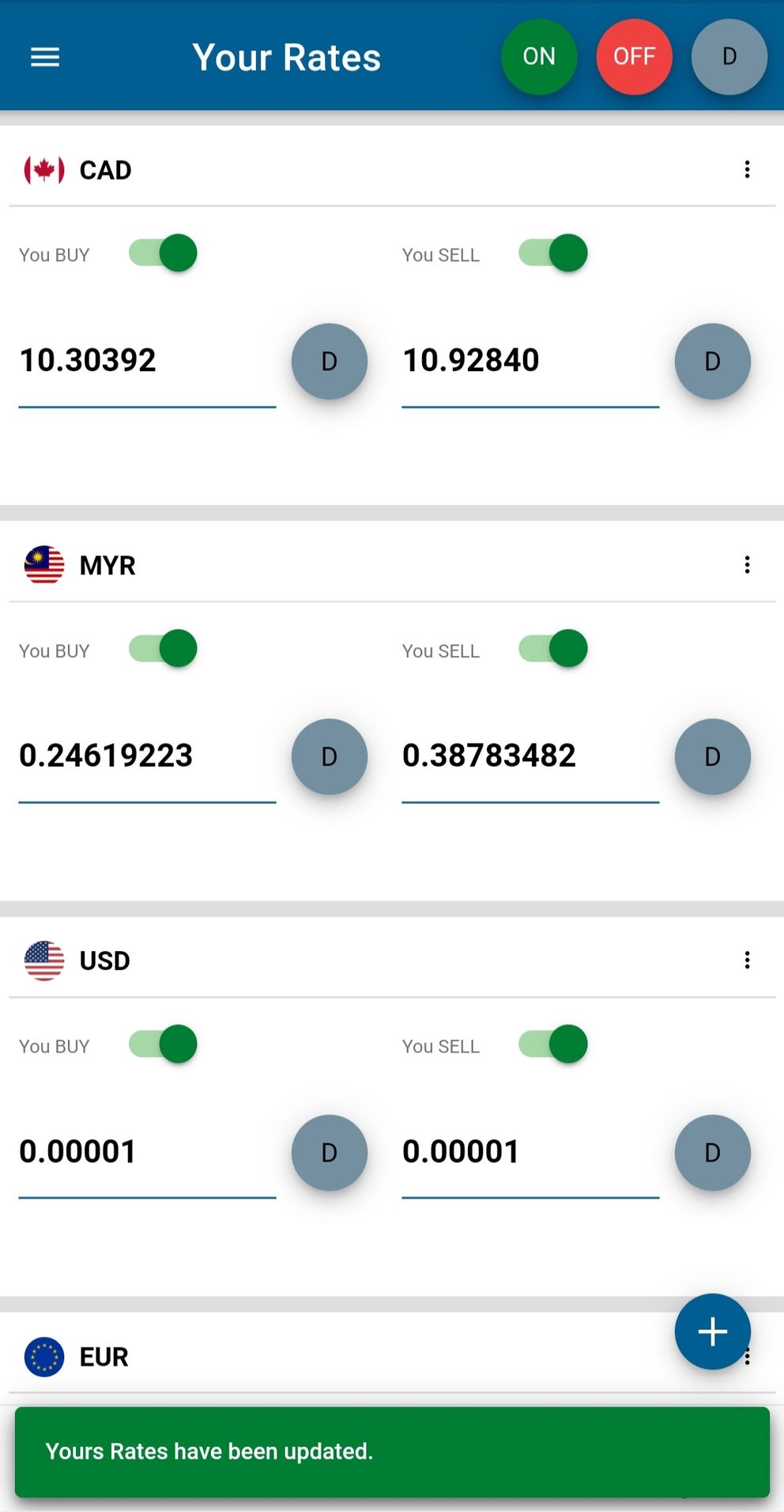 Success notifications on Biz4x mobile app